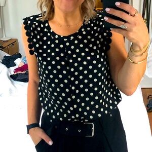 EUC Daniel Rainn Black and White Polka Dot Sleeveless Blouse M